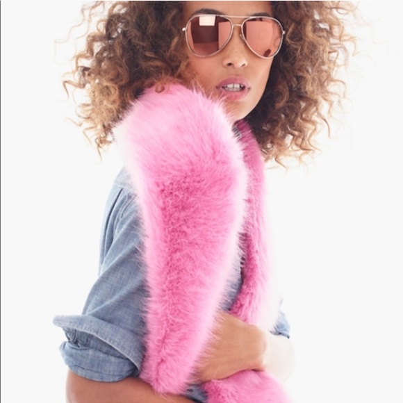 NWT J.Crew Hibiscus Pink Faux Fur Stole Scarf - Picture 2 of 9